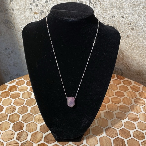 Chevron Amethyst Crystal Necklace Natural Healing - Picture 2 of 6